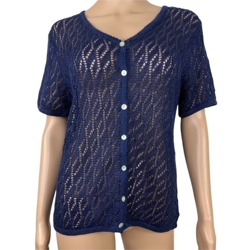John Paul Richard Women Top Blouse Blue Sz M